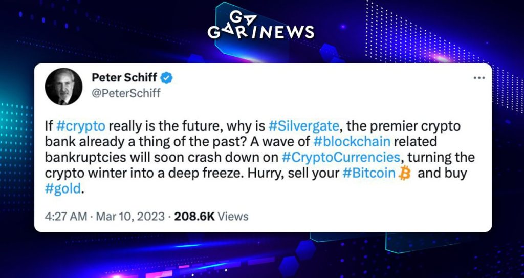 Peter Schiff advises to exchange bitcoin for gold yet again