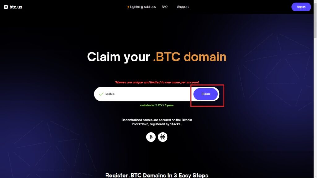 Choosing Your Domain Name on btc.us — The Coinomist
