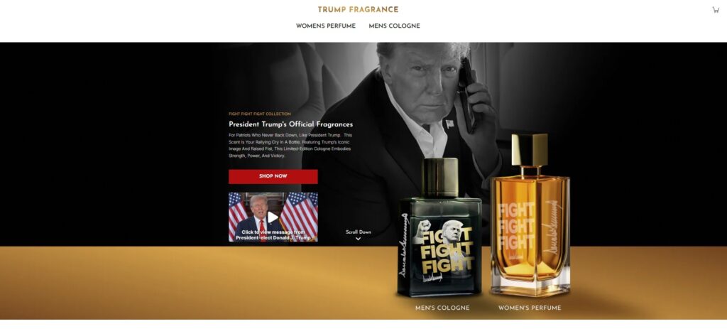 Presidential Aroma — Trump’s Fragrance Line. Starting at $199.
Source: GetTrumpFragrances.com - The Coinomist