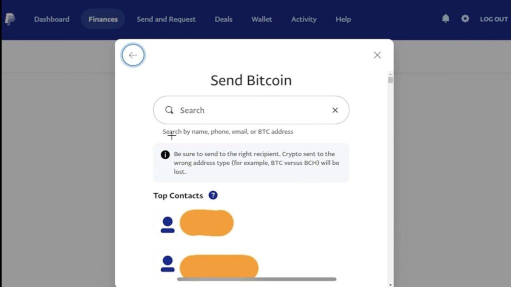 Selecting a contact from the list to send BTC. Source: coinapult
- The Coinomist